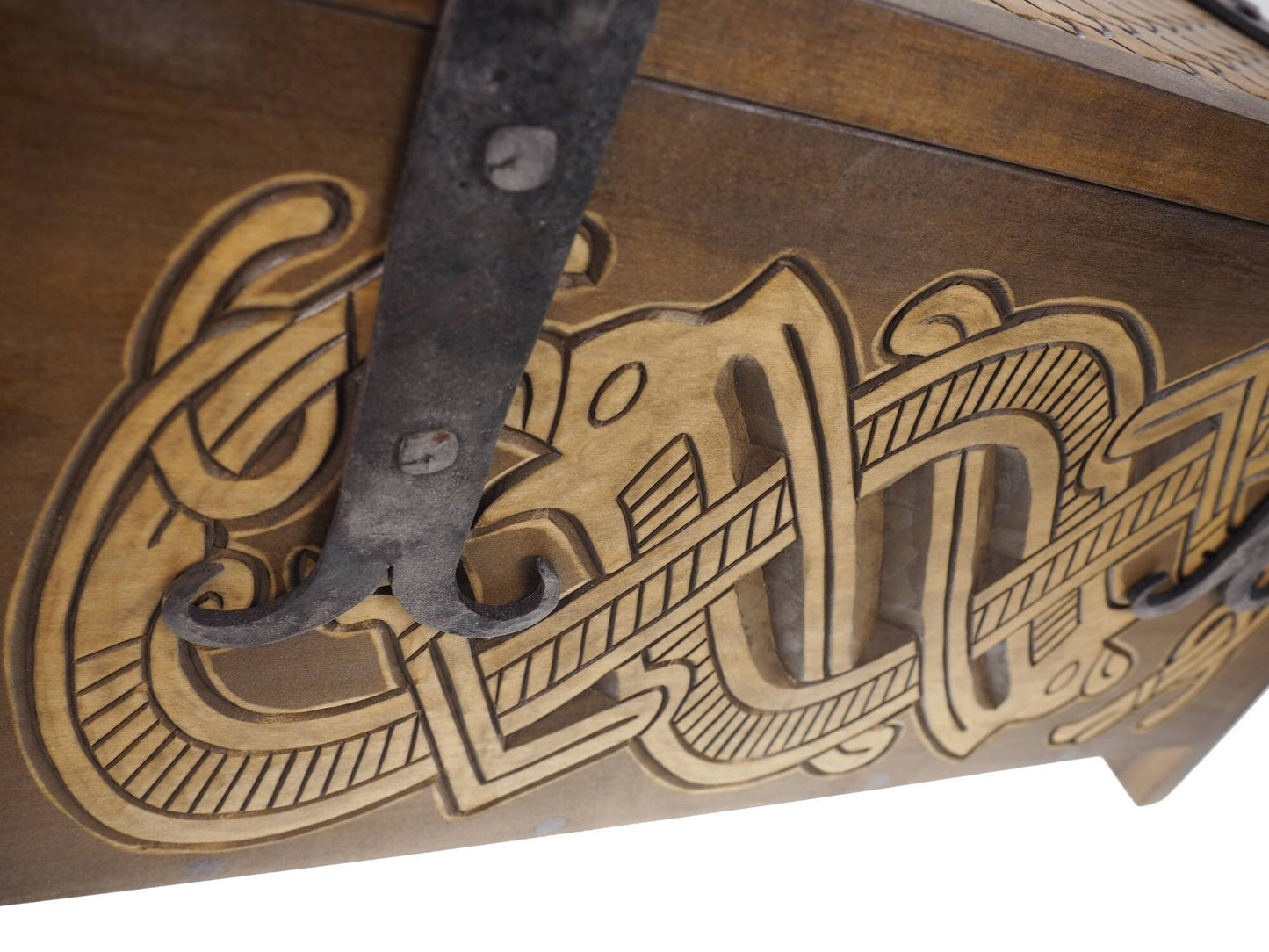 Dragons Personalized Viking Chest, hand carved, Norse pattern box, chest with forged fittings, wedding gift, SCA and Larp, treasure chest