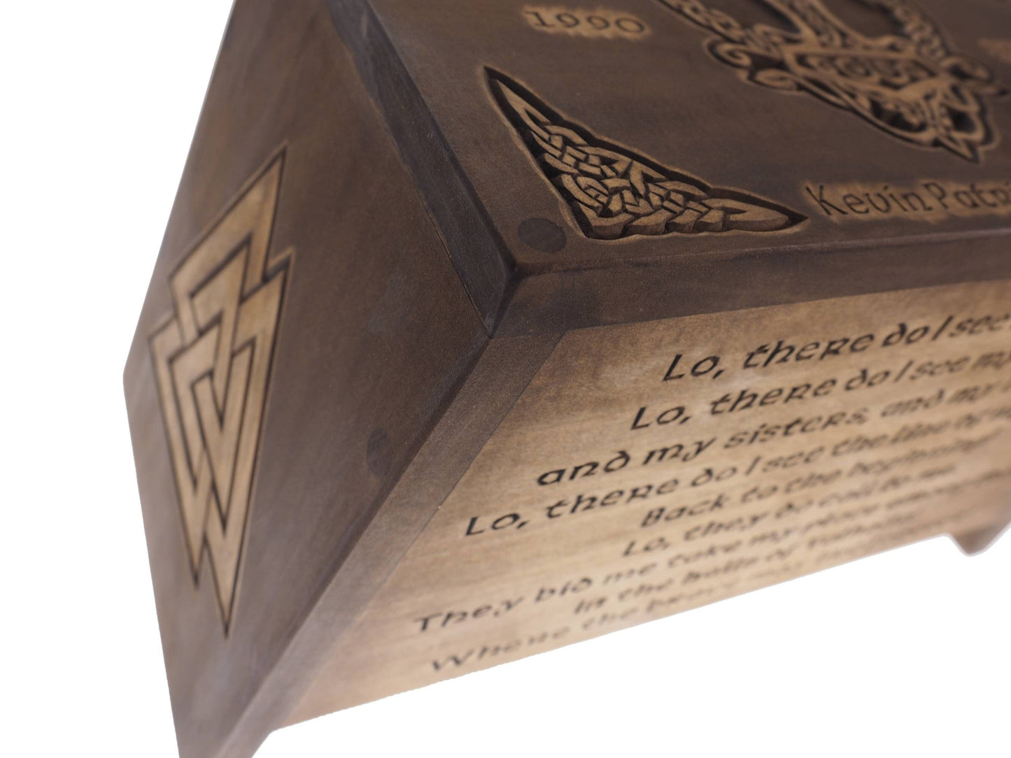 Viking Personalized Wood Urn with Yggdrasil, plait motive, Wooden Memorial Box, Keepsake Cremation Urns, Cremation Boxes, Viking pagan