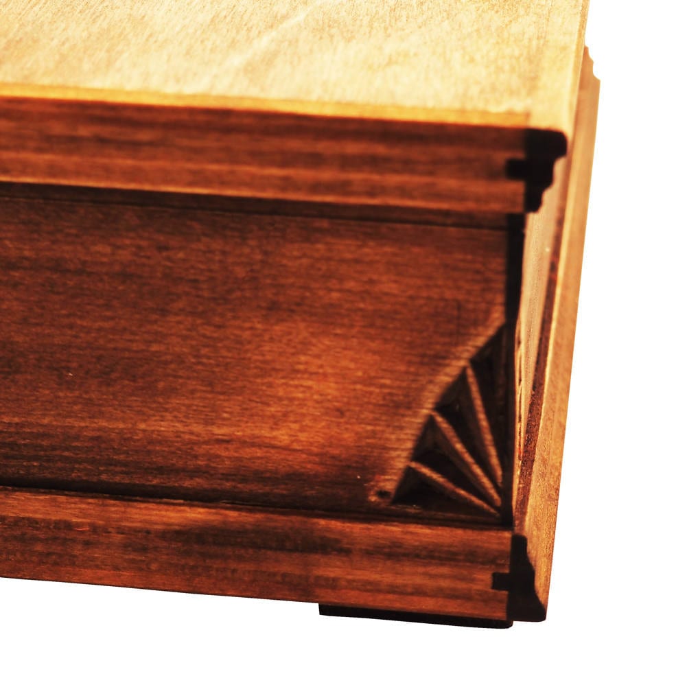 Hand-carved wooden box with Gothic motifs