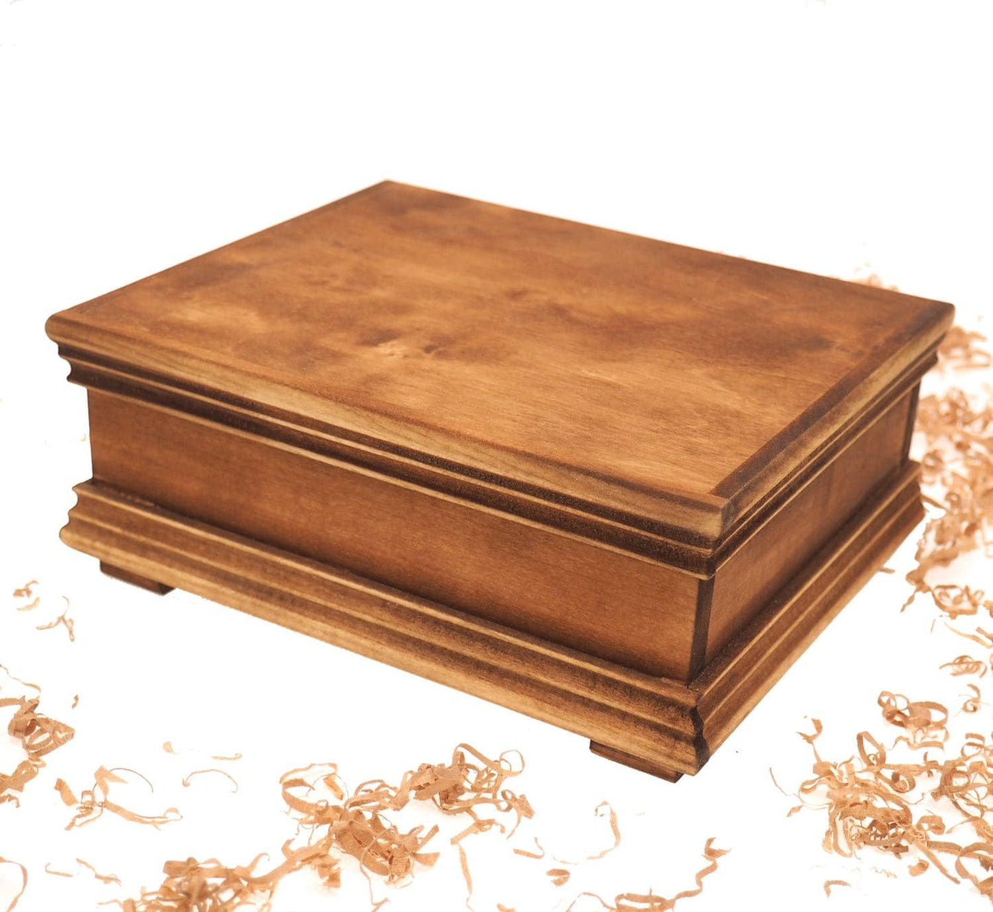 Hand carved wooden jewelry box with a gothic pattern