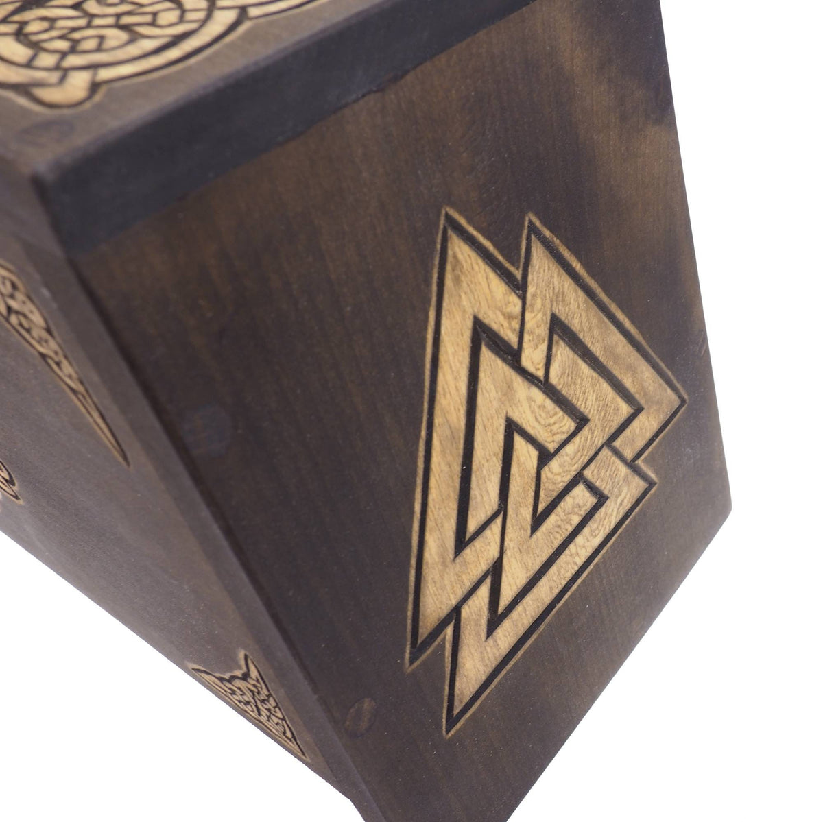 Ebony Thor hammer Yggdrasil Wooden Urn For Human Ashes,Memorial Box, Hand Carved, Keepsake Cremation Urns, Cremation Boxes For Burial