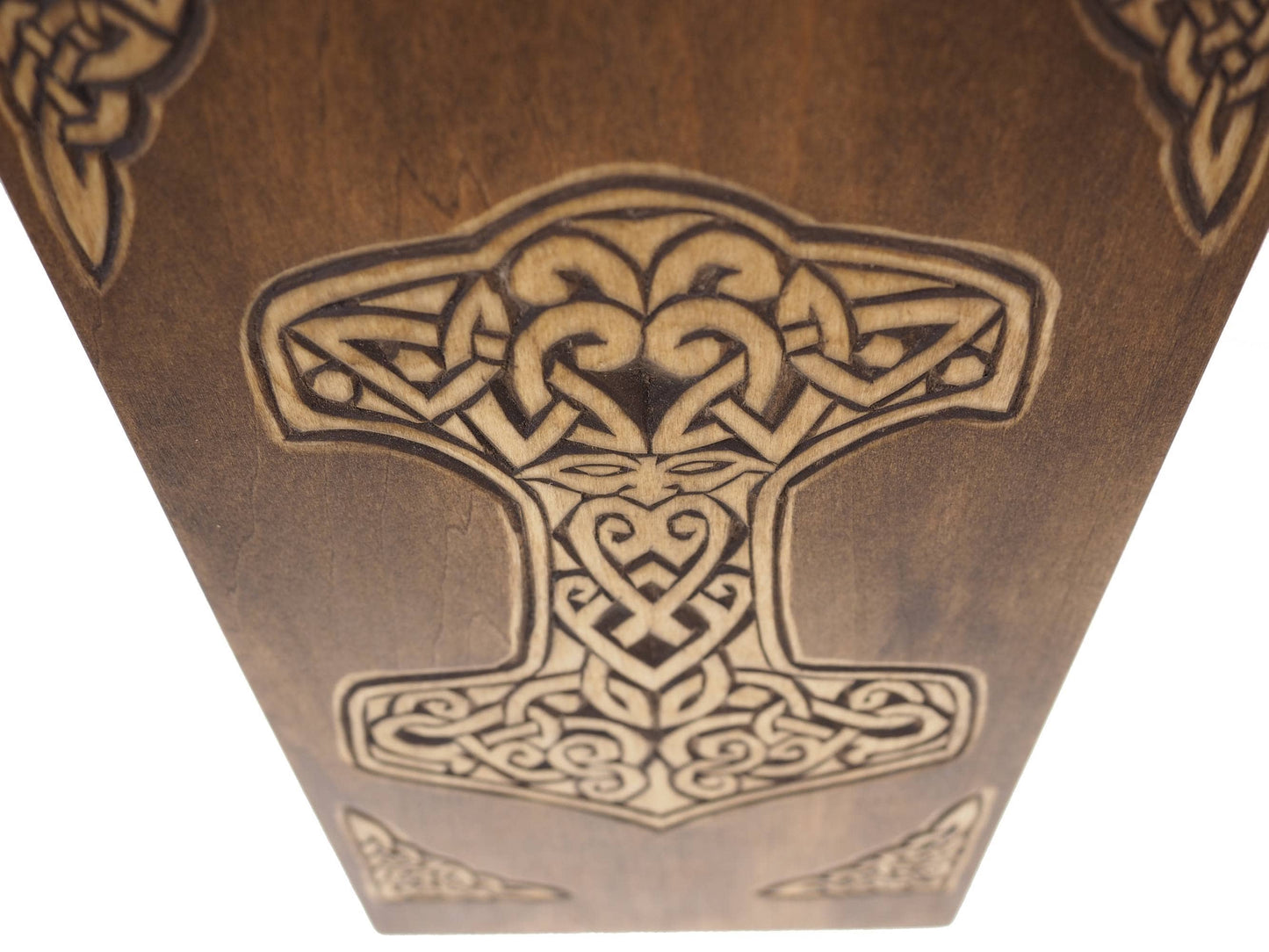 Personalized Wood Urn For Human Ashes,Thor hammer, Wooden Memorial Box, Carved Keepsake Cremation Urns, Cremation Boxes For Burial