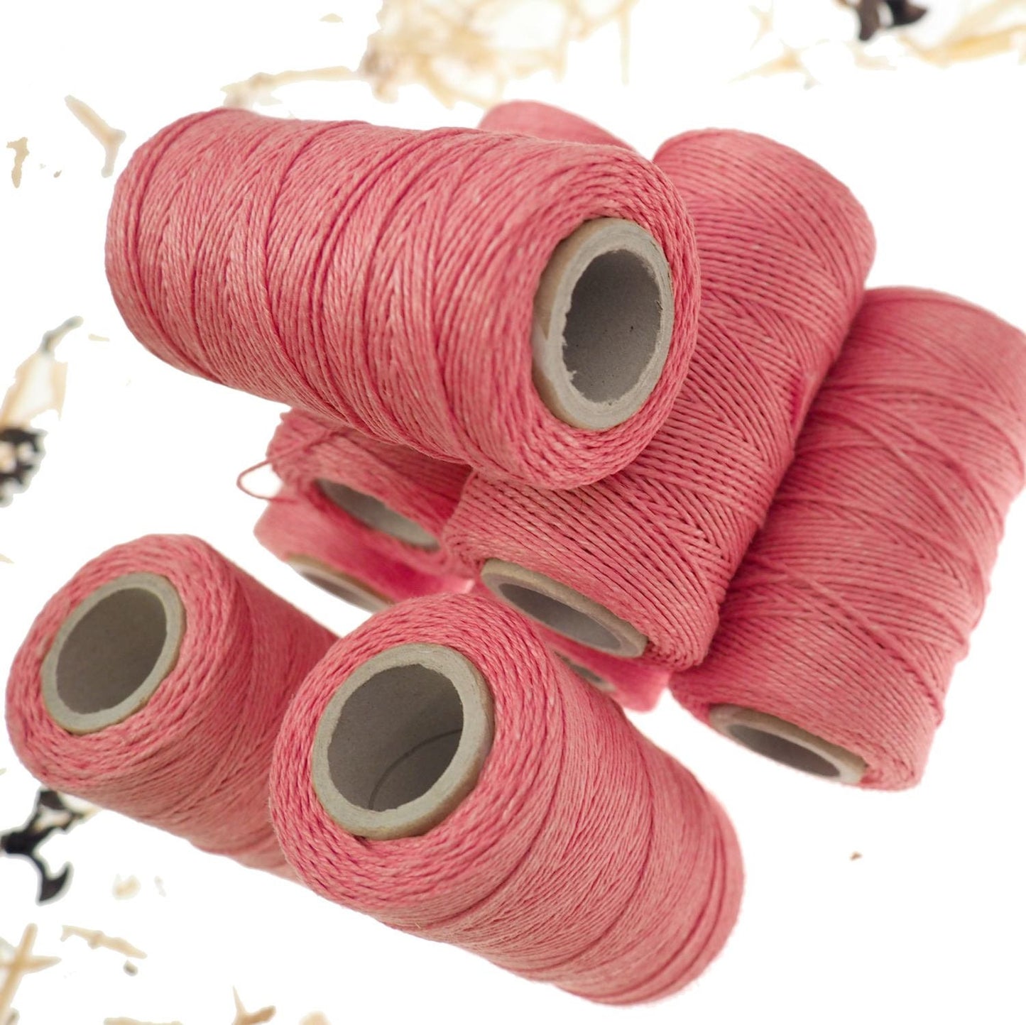 Pink linen thread, unwaxed Linen String ,natural Warp Thread thickness of 1mm/ 3ply 100grams (210 yards ~ 190 metres), linen sewing thread