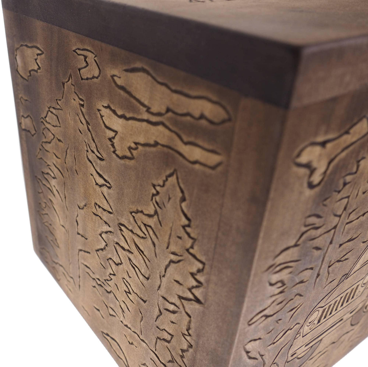 Square Personalized Wood Urn For Human Ashes, Wooden Memorial Box, Carved Keepsake Cremation Urns, Cremation Boxes For Burial