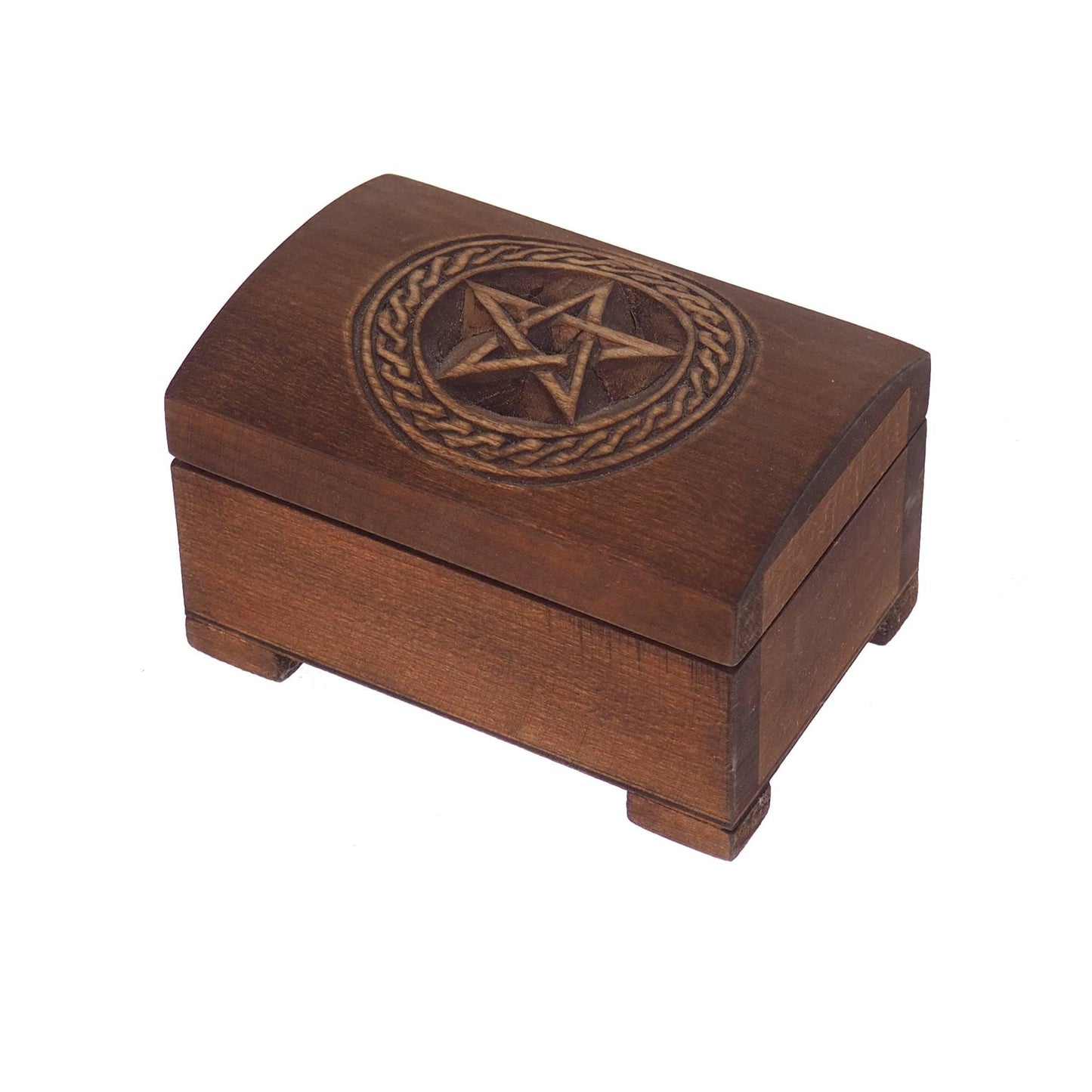 Wooden jewelry box, pentagram in plait, hand carved, personalized, history pattern, gift box, custom jewelry box, wedding memory box,