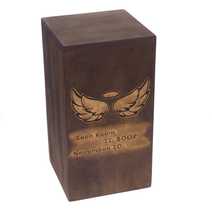 Angel Personalized Wood Urn, Children Urn,For Human Ashes, Wooden Memorial Box, Carved Keepsake Cremation Urns, Cremation Box For Burial,