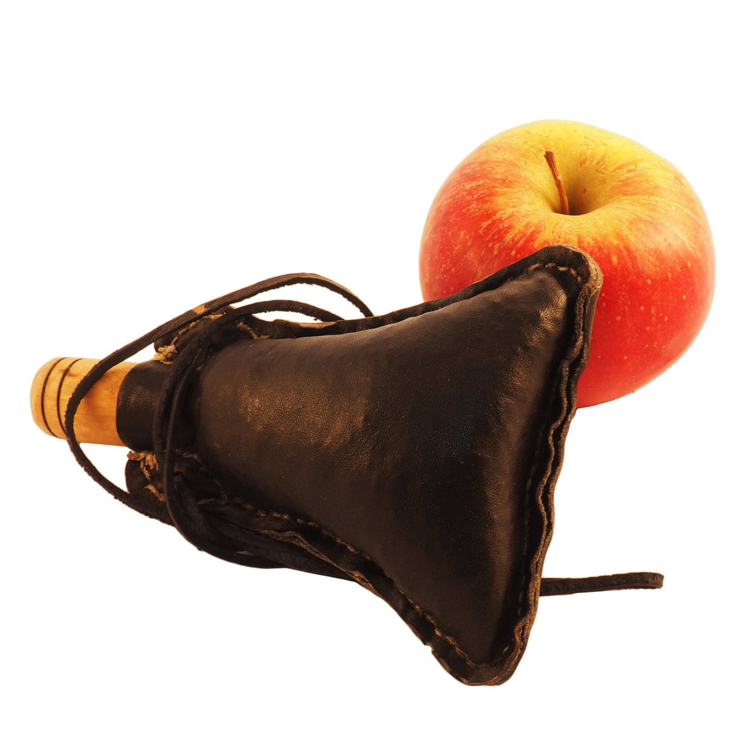 Dark Leather Small hand crafted authentic medieval wine skin with wooden stopper leather flask bladder ALL NATURAL