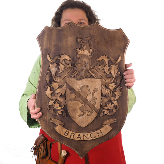BIG Personalized Family Crest type 2, Hand Carved, Coat of Arms, Custom, Family Shield, Wooden Emblem, Wedding Wood Art, Heraldic, Woodcraft