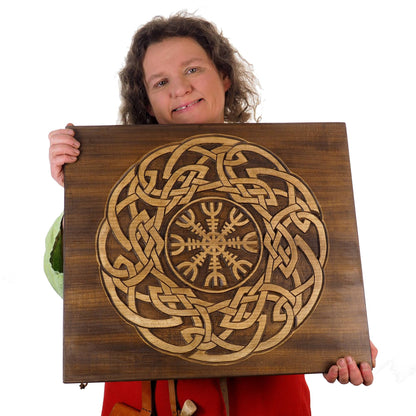 Big Wall sign, Aegishjalmur, Norway, Hand Carving, Viking decor, hand carved wall sign, Viking art, wall hanging, Norse, Scandinavian,Norway