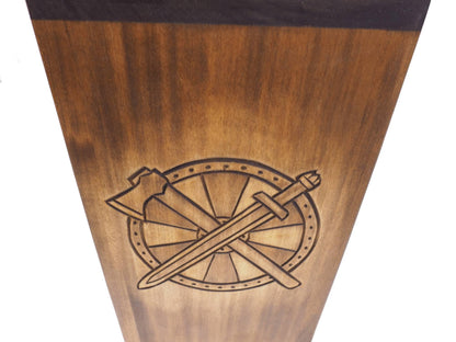 Personalized Wood Urn with viking shield sword and axe, For Human Ashes, Wooden Memorial Box, Carved Keepsake Cremation Urns,  Viking style