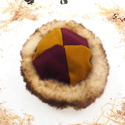 Viking wool hat, hand sewn, wool and sheep, larp, medieval, sca, unisex hat, Woolen headdress viking fur Mongol Slavic Viking clothing