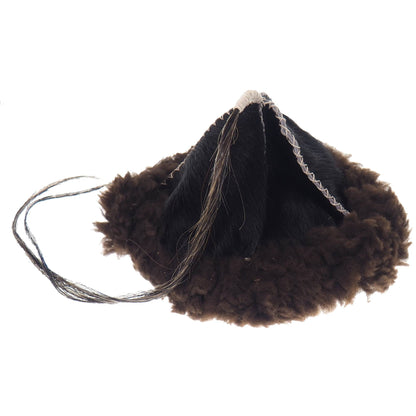 Black Historical leather hat with horse tail, hand sewn, larp, medieval, sca, unisex hat, headdress viking, Mongol, Slavic, Viking clothing