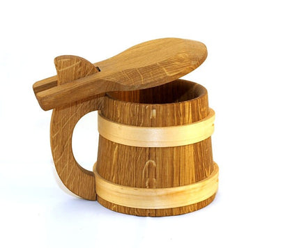Wooden Beer Mug 1/2 litre with a lid|beer mug, wooden cup, wooden drinking mug, historical mug, rustic mug, medieval replica, Larp, sca