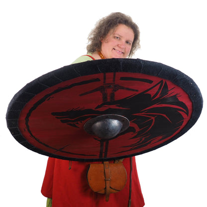 Personalized Red Wolf and Sword Viking Shield Pattern, 30 inch, Norsman shield, Wall decor, Larp and reenactment, SCA ready, witcher