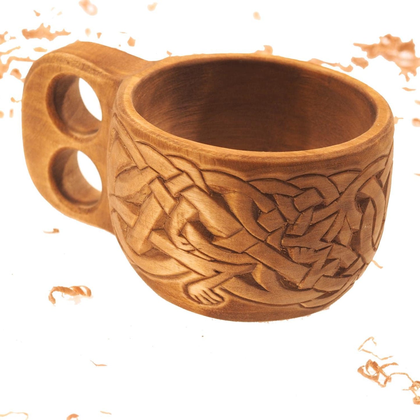 Viking Kuksa, Intricately carved, Viking style, wooden mug. kuksa Lisbjerg (Denmark), best man gift, SCA, Larp, medieval replica, historical