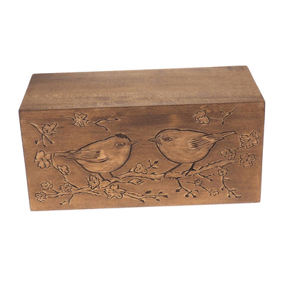 Double  Wood Urn Personalized For Human Ashes, Bird pattern,  Wooden Memorial Box Carved , Keepsake Cremation Urns,  Boxes For Burial
