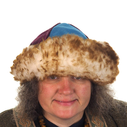 Viking wool hat, blue violet, hand sewn, wool and sheep, larp, medieval, sca, unisex hat, Woolen headdress viking, Slavic Viking clothing