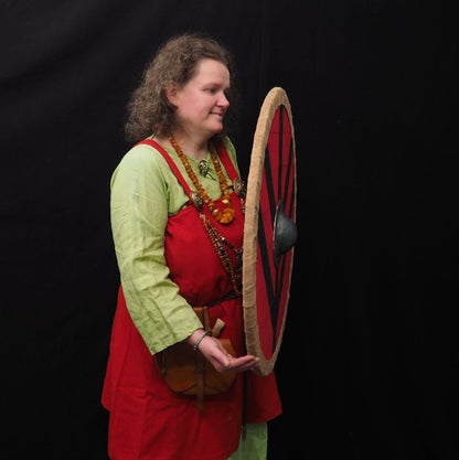 Viking Shield Lagertha Pattern in red, Norsman shield, Wall decor, Larp and reenactment, SCA ready