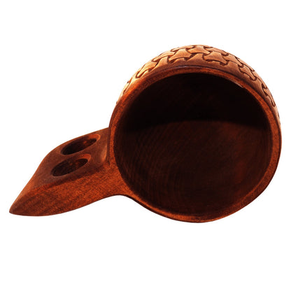 Intricately carved wooden cup viking style kuksa