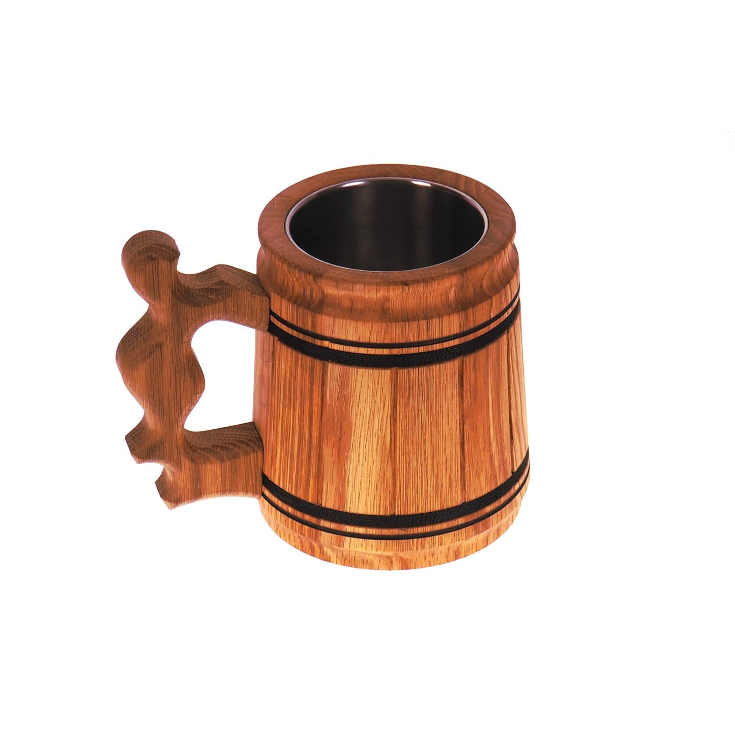 Oak Wooden Beer Mug 0,3 liter  11 oz, steel inside wooden cup, wooden drinking mug, historical mug, rustic mug, medieval replica