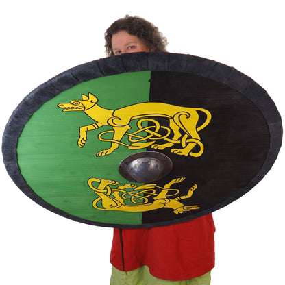 Customized Huge custom wolfs pattern Viking Shield, 36 inch, Customized pattern, Norsman shield, Wall decor, Larp and reenactment, SCA