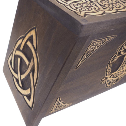 Ebony Thor hammer Yggdrasil Wooden Urn For Human Ashes,Memorial Box, Hand Carved, Keepsake Cremation Urns, Cremation Boxes For Burial