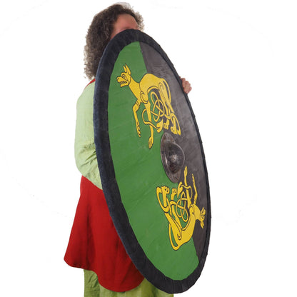 Customized Huge custom wolfs pattern Viking Shield, 36 inch, Customized pattern, Norsman shield, Wall decor, Larp and reenactment, SCA