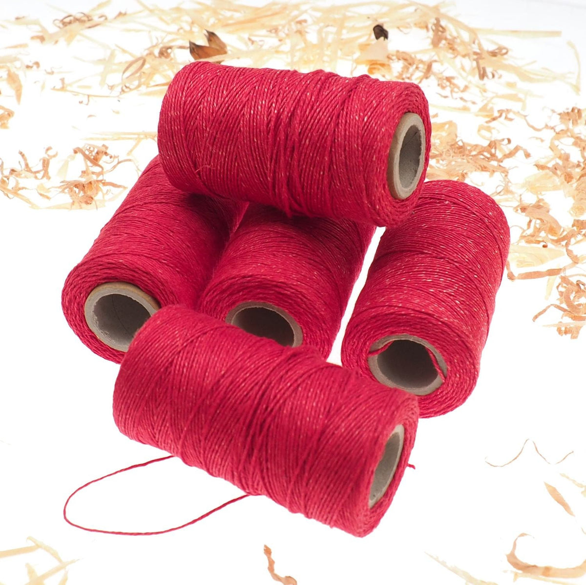 RED linen thread, unwaxed red Linen String , Warp Thread thickness of 1mm / 3ply 100grams (210 yards ~ 190 metres), linen sewing thread