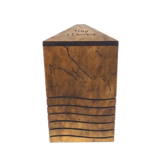 5th Element Elemental Stones Personalized Wood Urn , Wooden Memorial Box Carved , Keepsake Cremation Urns, Cremation Boxes For Burial,