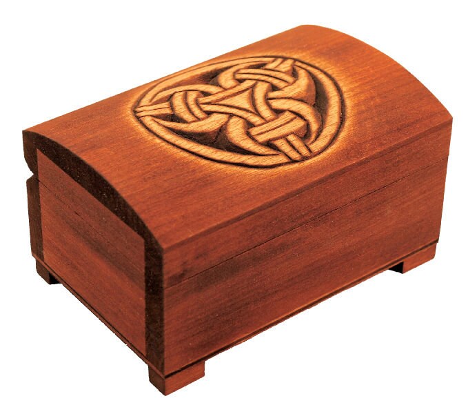 Wooden historical jewelry box with pattern of Borre Style, Norway