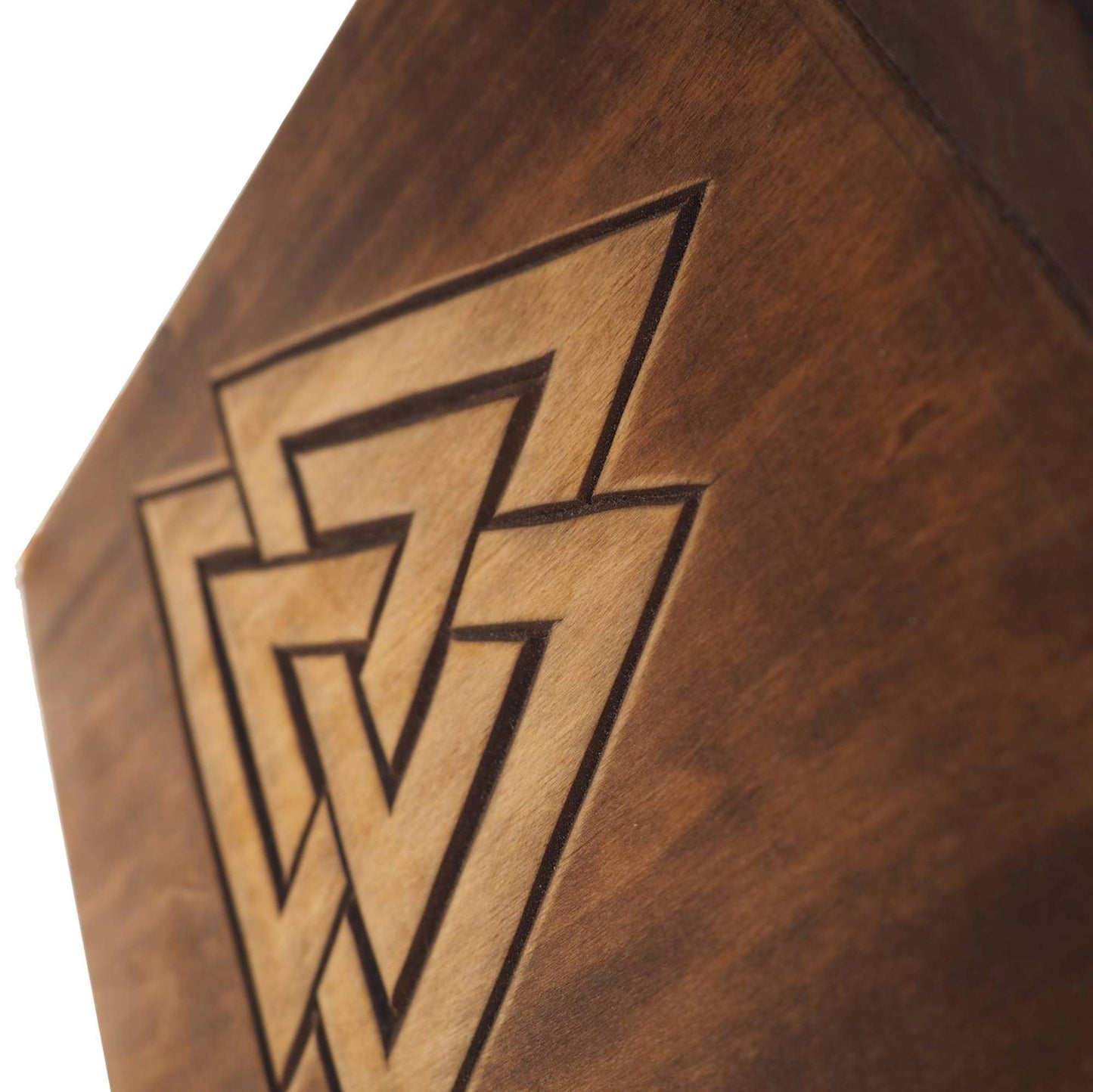 Square Personalized Wood Urn For Human Ashes, Thor hammer Yggdrasil Memorial Box, Carved Keepsake Cremation Urns, Cremation Boxes For Burial