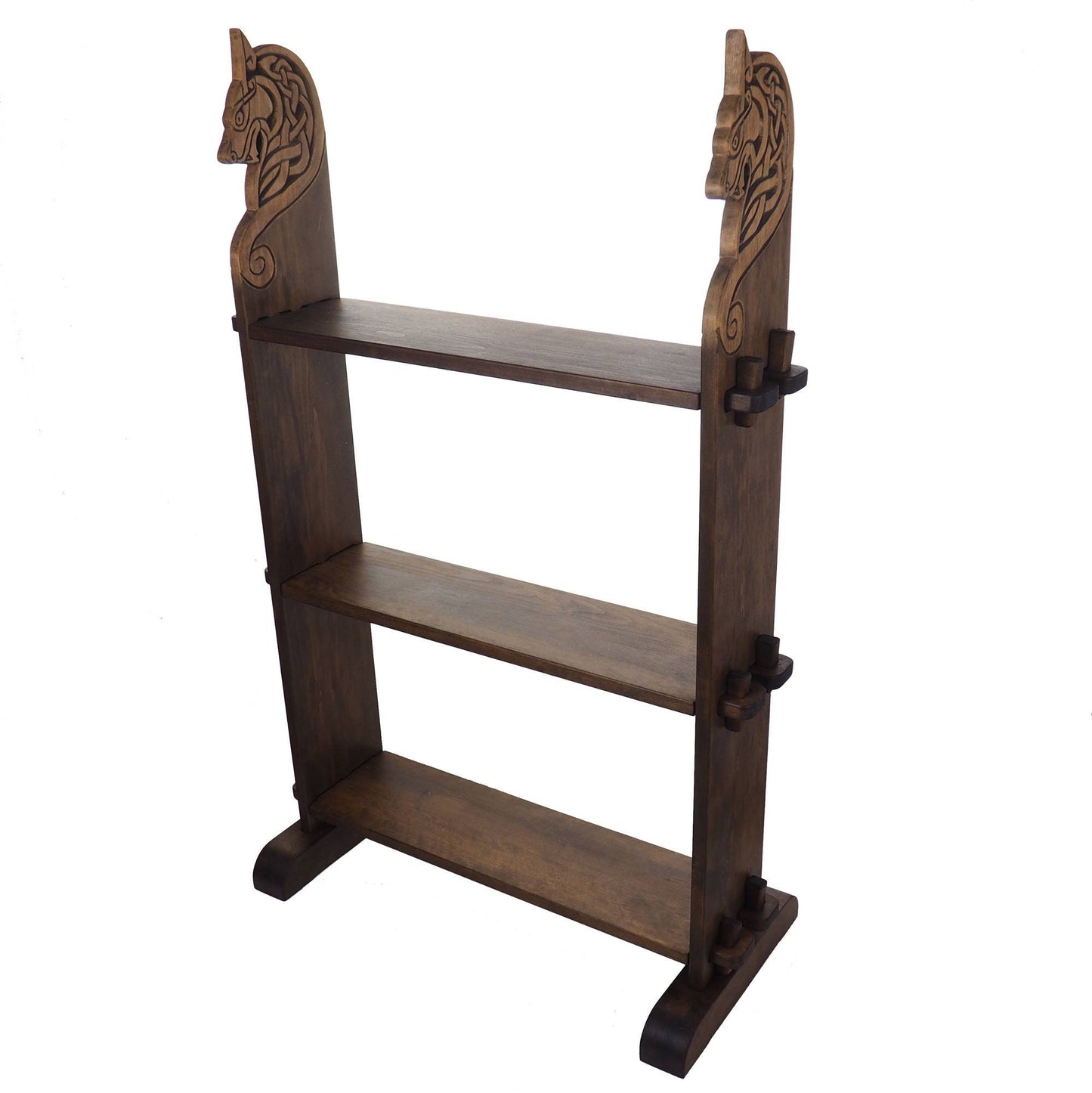 Viking personalized three-shelf bookcase, standing, shelf with wolf head, hanging book shelf , norsk style, medieval decor, Larp and SCA,