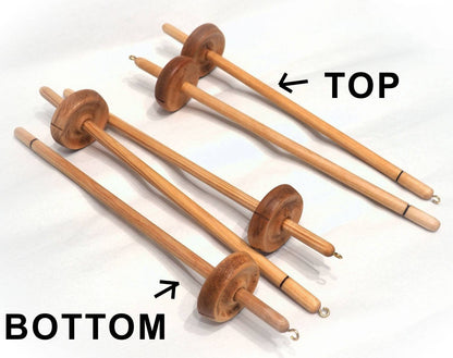 Hand turned alder Bottom & Top Drop Spindle