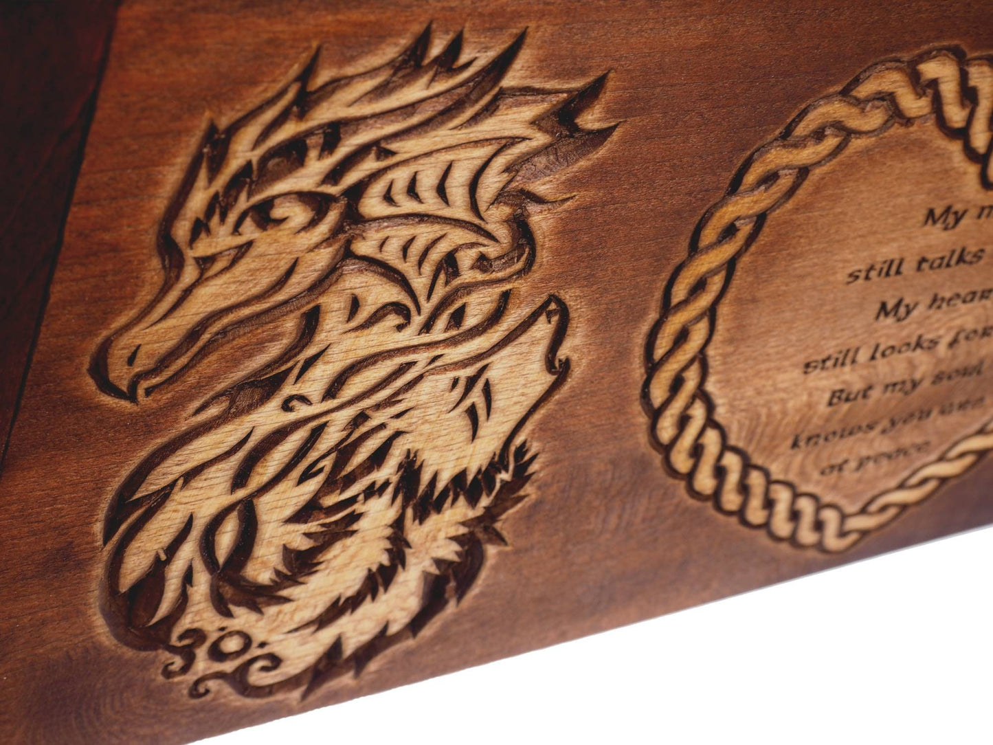 Personalized Tribal Motive Wooden Urn For Human Ashes, Wooden Memorial Box, Hand Carved, Keepsake Cremation Urns, Cremation Boxes For Burial