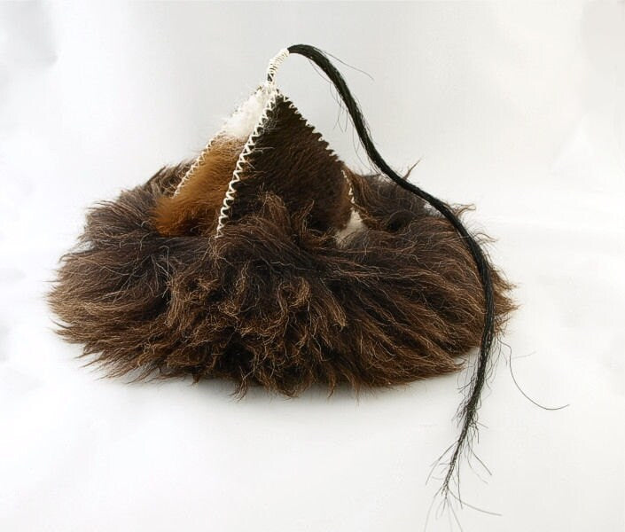 Historical leather hat with horse tail, hand sewn, larp, medieval, sca, unisex hat, headdress viking, Mongol, Slavic, Viking clothing