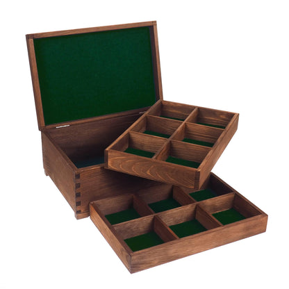 Handmade wooden  jewelry box, divided inside,2 trays x 6 compartments,  memory box,  gift box, wooden box, personalized, jewelry organizer,