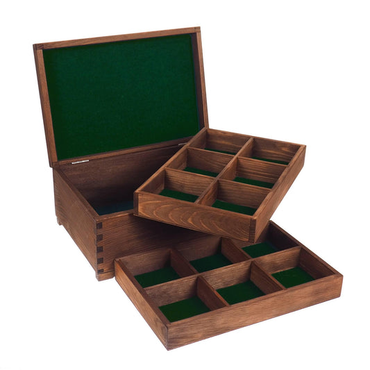 Handmade wooden  jewelry box, divided inside,2 trays x 6 compartments,  memory box,  gift box, wooden box, personalized, jewelry organizer,