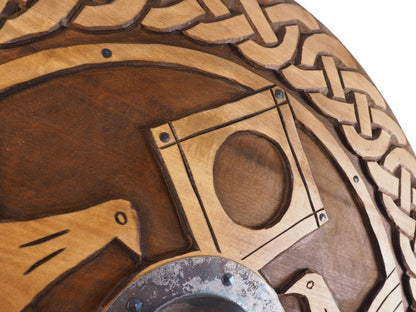 Hand carved  custom pattern Viking Shield, 30 inch, Blank surface, Norsman shield, Wall decor, Larp and reenactment, SCA ready, Linden wood