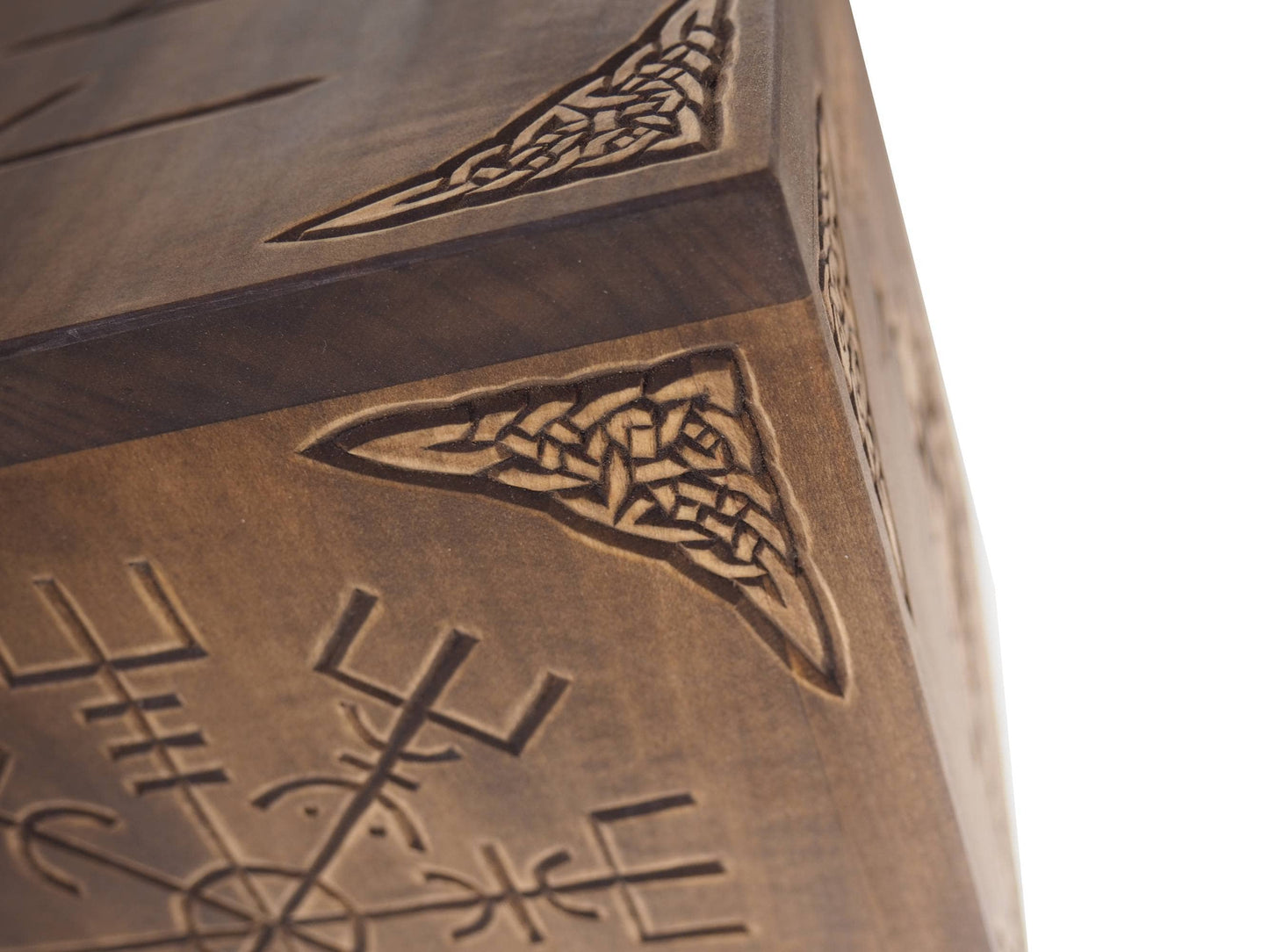 Square Personalized Wood Urn, Vegvisir, For Human Ashes, Wooden Memorial Box, Carved Keepsake Cremation Urns, Medieval Viking style