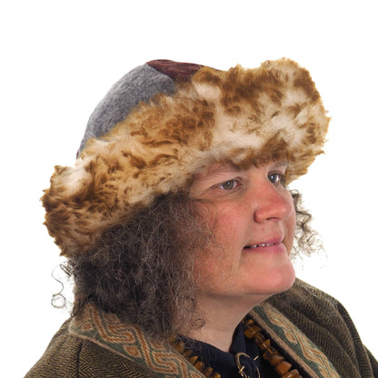 Viking gray violet wool hat, hand sewn, wool and sheep, larp, medieval, sca, unisex hat, Woolen headdress viking fur Slavic Viking clothing