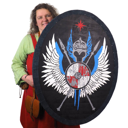 Oval Crest Shield, company logo, Personalized Viking Shield, Hand Painted, Wall decor, Larp and reenactment, SCA ready, pub decor, Norman