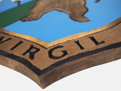 Carved and Painted Personalized Family Crest, Hand Carved, Coat of Arms, Custom, Family Shield, Wooden Emblem, Wedding Wood Art, Heraldic