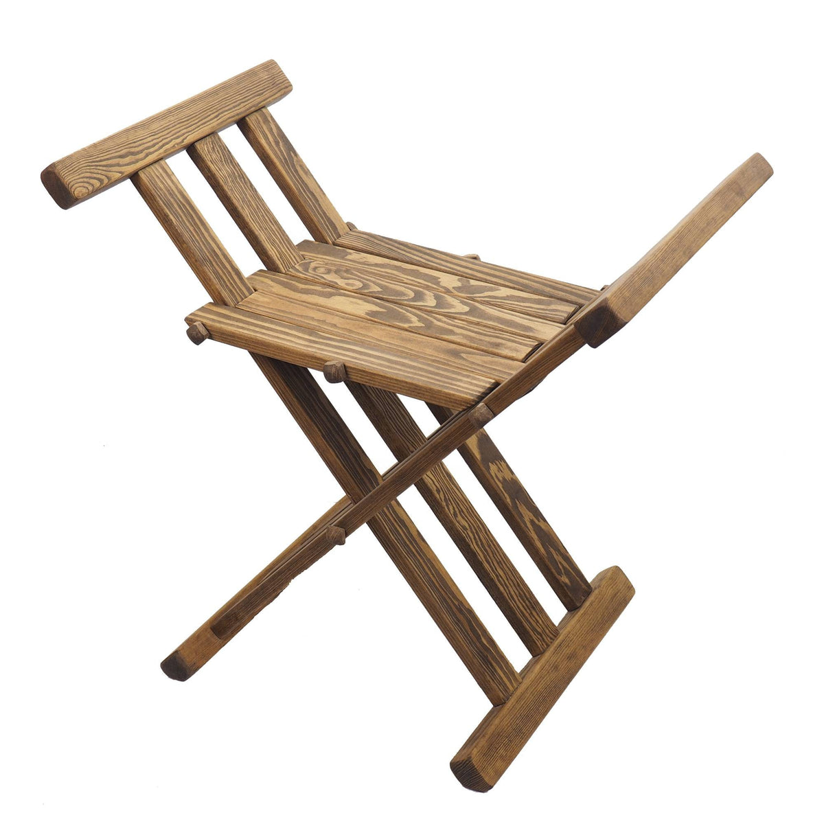 Old dark oak color Wooden medieval viking folding chair, Personalized color