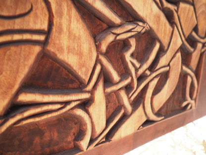 Big Wall sign, Urnes Deer, Norway, Hand Carving, Viking decor, hand carved wall sign, Viking art, wall hanging, Norse, Scandinavian,Norway,
