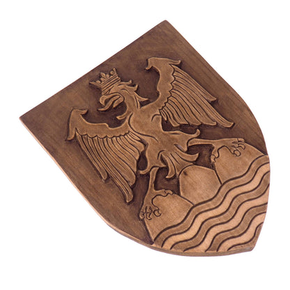Personalized City Crest, Hand Carved, Coat of Arms, Custom, Family Shield, Wooden Emblem, Wedding Wood Art, Heraldic, Woodcraft