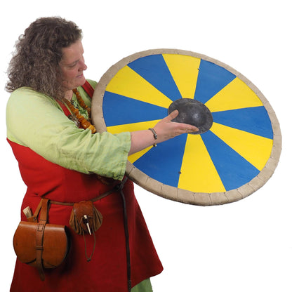 Blue and Yellow Viking Shield Pattern, Norsman shield, Wall decor, Larp and reenactment, SCA ready, black shield