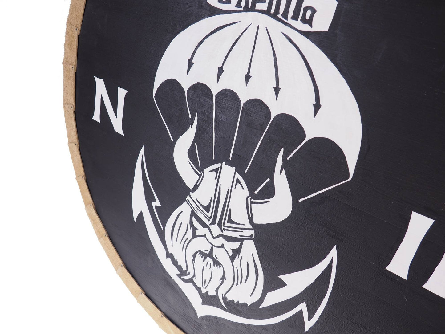Personalized Military Viking Shield Pattern, 30 inch, Norsman shield, Wall decor, Larp and reenactment, SCA ready, black shield