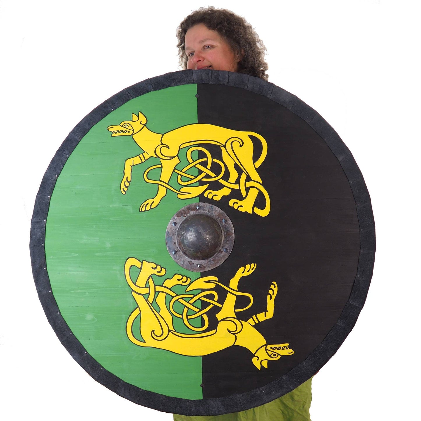 Customized Huge custom wolfs pattern Viking Shield, 36 inch, Customized pattern, Norsman shield, Wall decor, Larp and reenactment, SCA