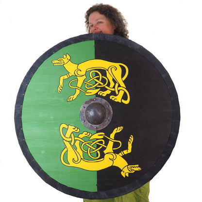 Customized Huge custom wolfs pattern Viking Shield, 36 inch, Customized pattern, Norsman shield, Wall decor, Larp and reenactment, SCA