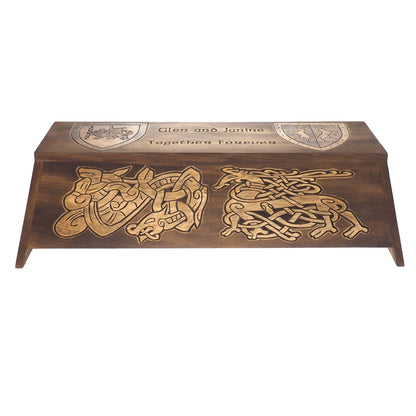 Personalized Double size Wood Urn For Ashes, Wooden Memorial Box Carved , Keepsake Cremation Urns, Cremation Boxes,Burial, Viking pagan